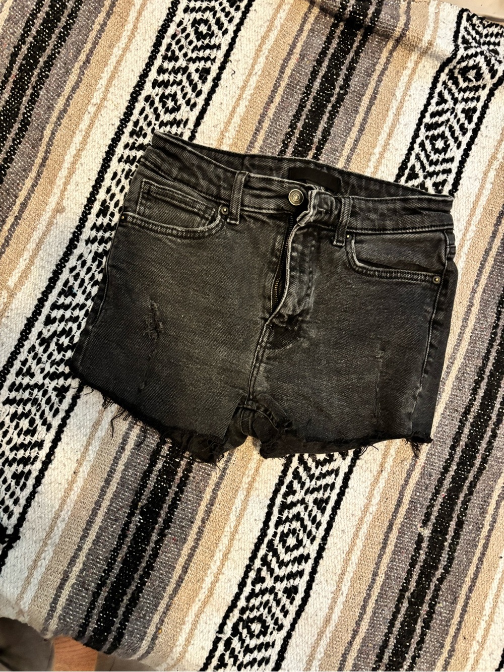 Forever 21 Black Distressed Denim Jean Shorts